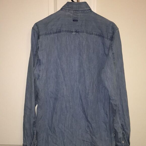 Indigo Blue Lamplight Denim Chambray XXX Amsterdam Scotch & Soda Button Up Shirt - Picture 6 of 7